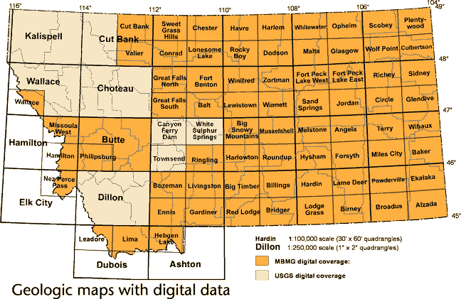 Montana index map to digital data coverage