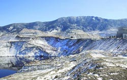 A sloughing of the southeast corner of the Berkeley Pit that occurred on Feb. 8 can be seen in this photo taken Tuesday. The wall has been the site of three small slides in the past year.A sloughing of the southeast corner of the Berkeley Pit that occurred on Feb. 8 can be seen in this photo taken Tuesday. The wall has been the site of three small slides in the past year.
