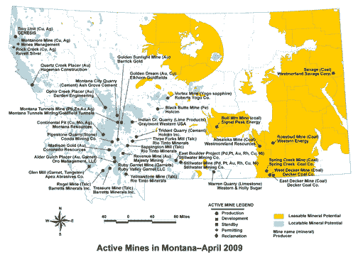 Montana Active Mines 2009