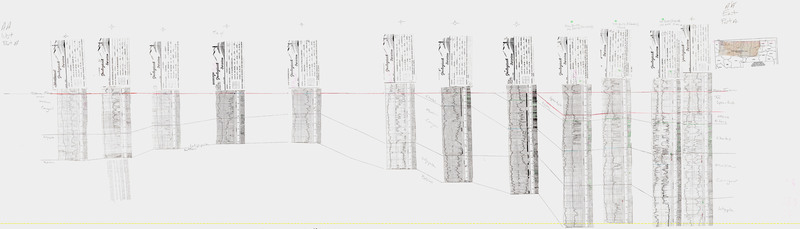 item thumbnail for Cross Section - AA To A'A' - Part A - Northern Montana - West To East- Triassic To Bakken - 61678 (See also 61677)