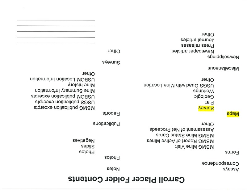 item thumbnail for Carroll Placer Folder Contents