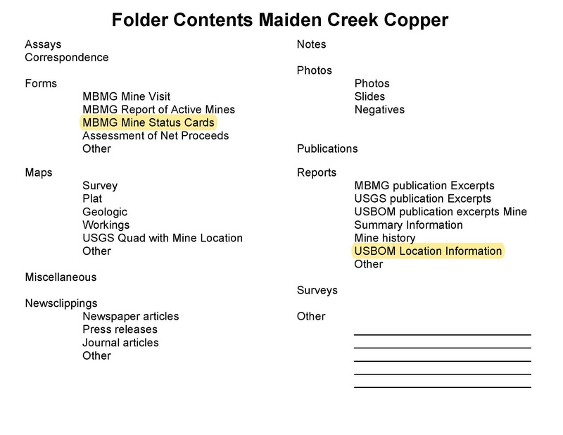 item thumbnail for Maiden Creek Copper Folder Contents