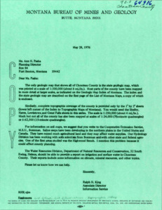 item thumbnail for Correspondence between MBMG and Ann Pasha May 1976