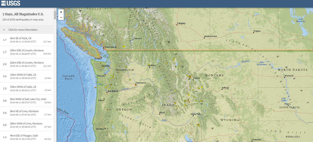 Recent Earthquakes