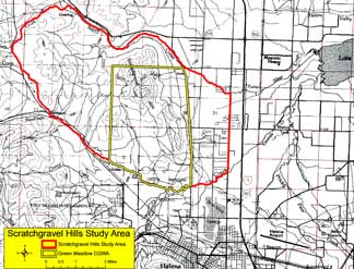 Scratch Gravel Hills location area